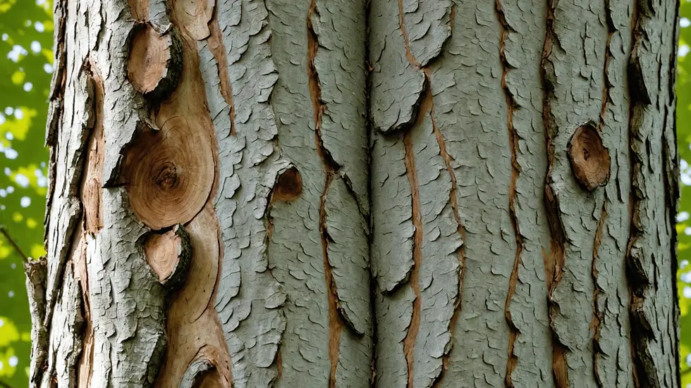 High angle view of smooth gray bark on an American Beech tree