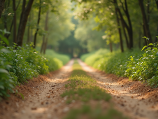 Caminho tranquilo entre árvores verdes