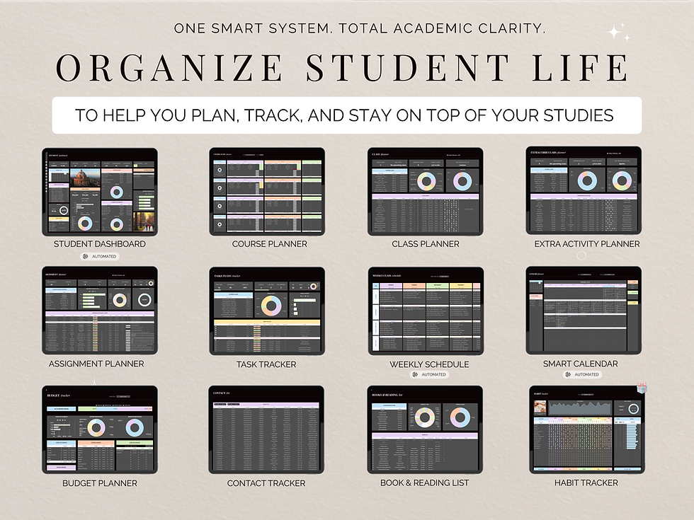 Thumbnail: All-in-one student planner template for academic organization and time management ultimate study planner spreadsheet template
