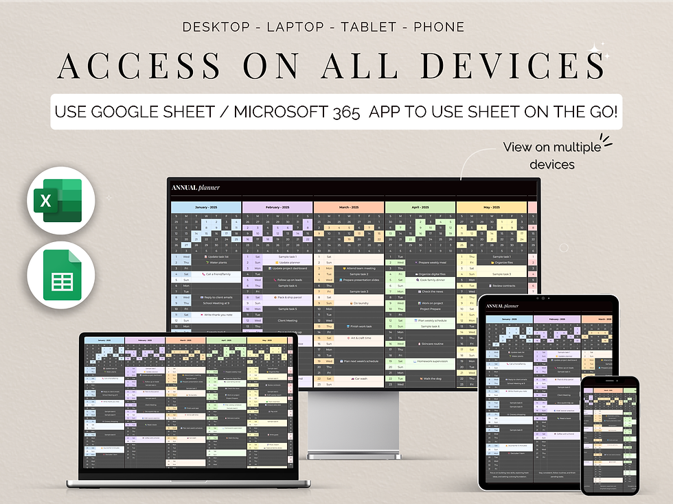 Thumbnail: Customizable Excel calendar template – yearly planner for digital organization Google Sheets calendar template