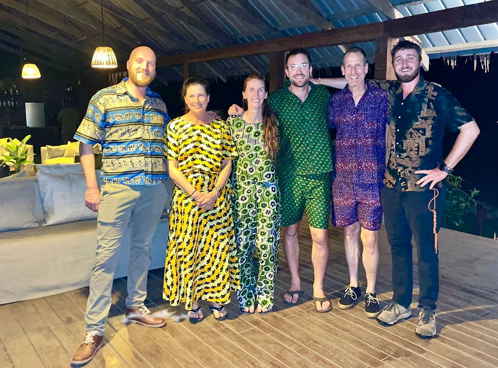 Our awesome crew in our new, expertly tailored attire