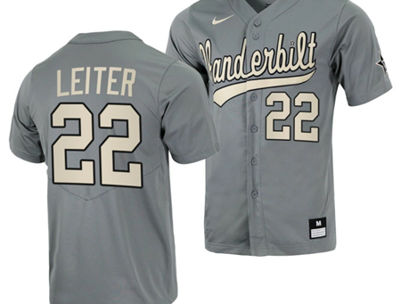 Show Your Fandom with Jack Leiter Vanderbilt Commodores Baseball Jersey