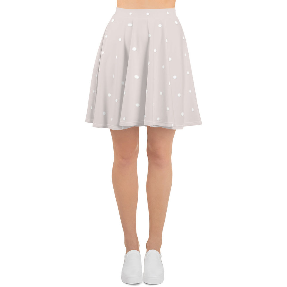 Thumbnail: Comfy Cream Polka Dot 1980s Skater Skirt