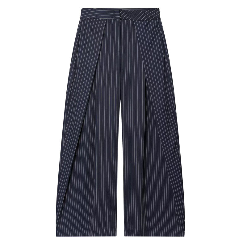 Miniatura: HXAO Women's Pants Baggy Wide Pants For Woman Minimalist Pleated Stripe Casual P