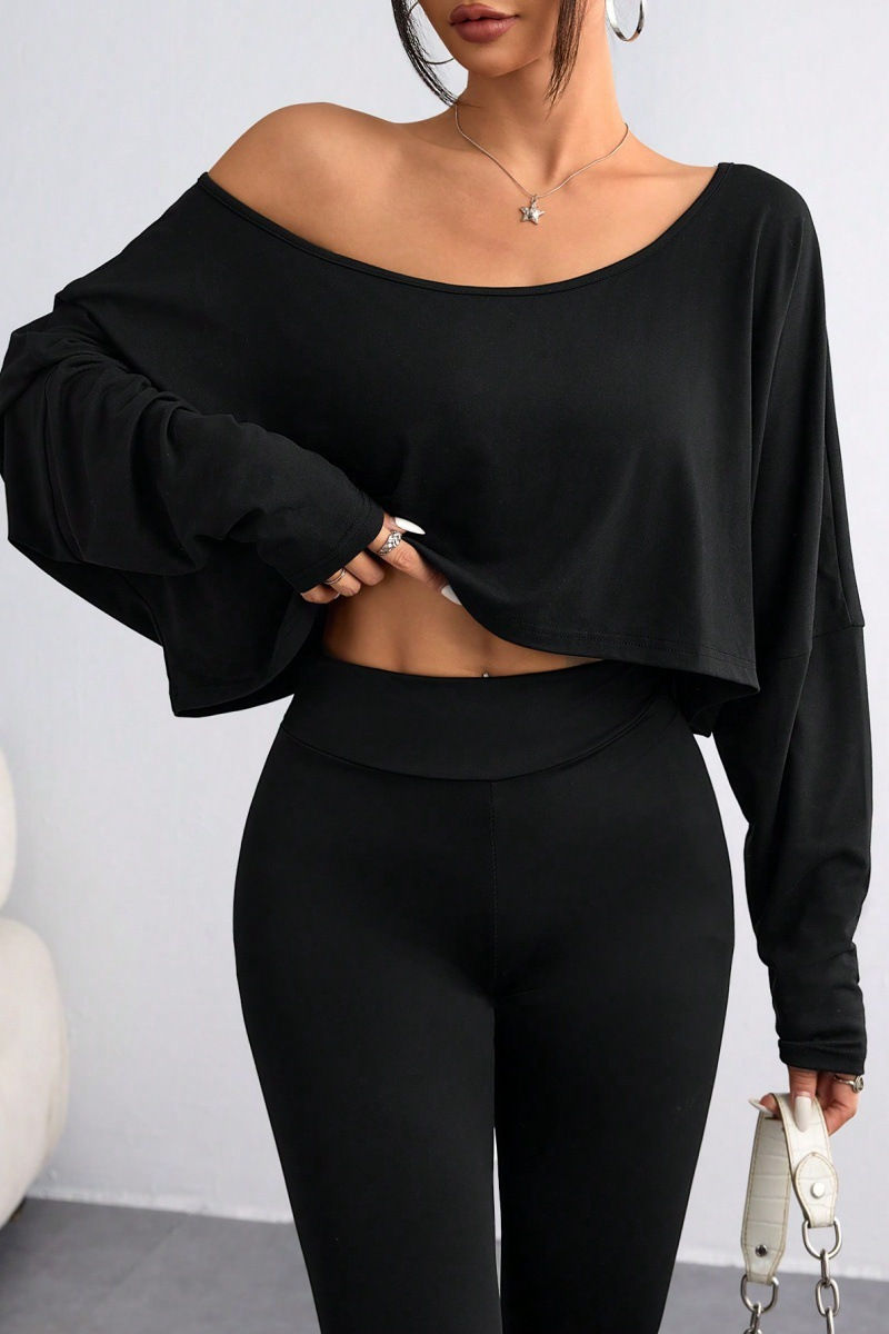 Miniatura: Spring 2025 Women's Loose Collar Base Fashion Crop T-Shirt Long Sleeve Casual Co