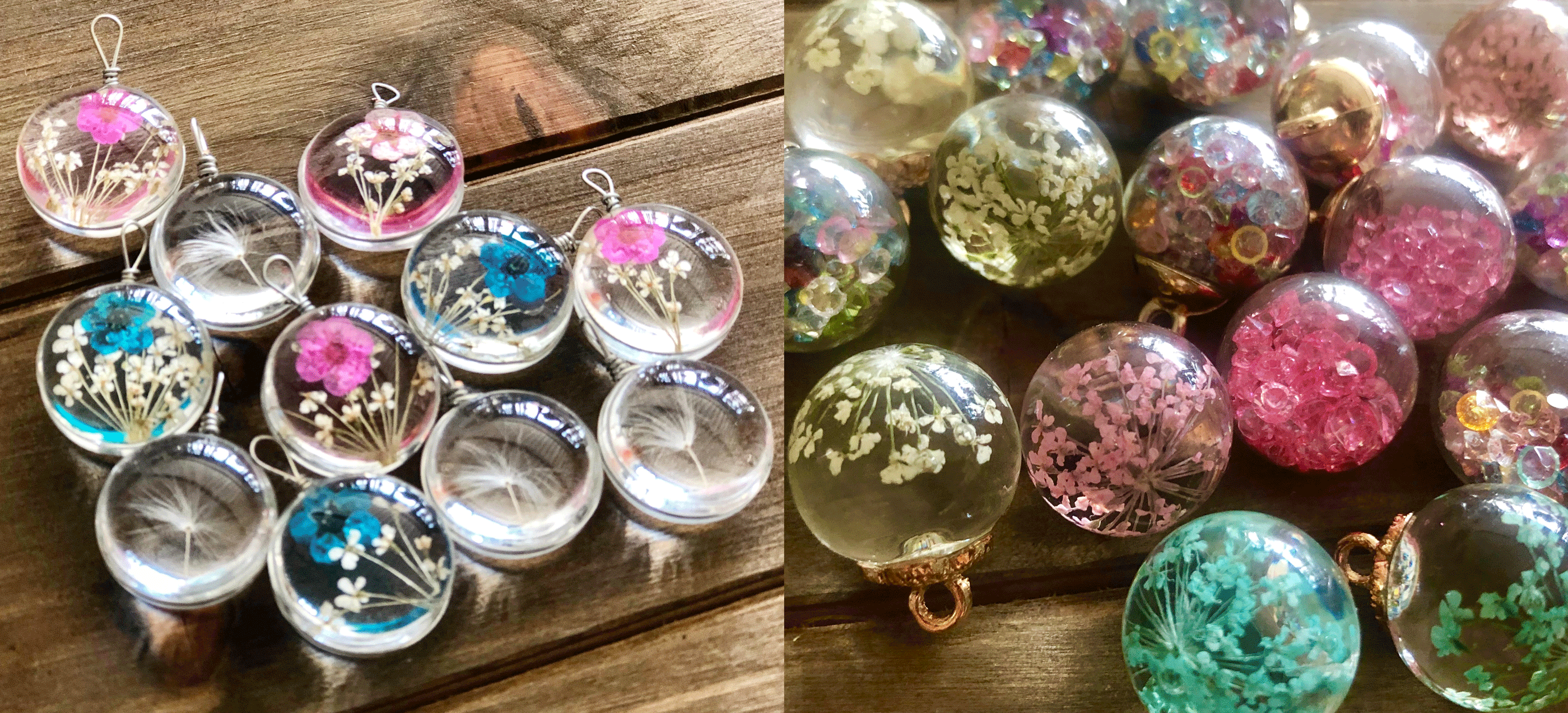 Teeny Dried Flowers and Dandelion Fuzz Charms