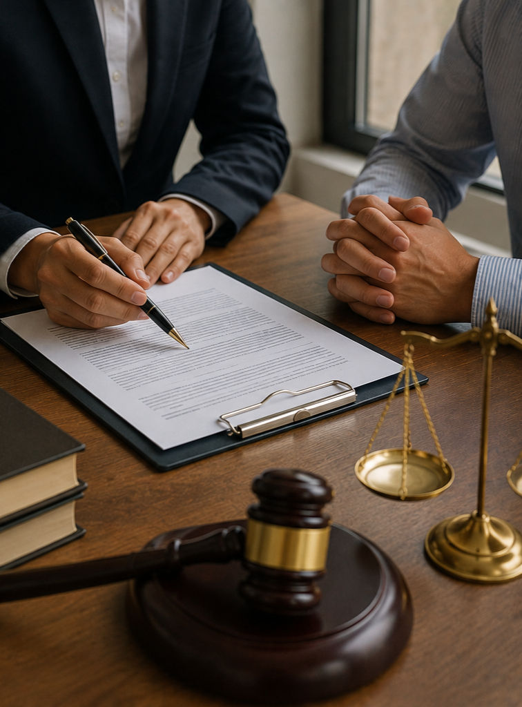 Abogados para contratos en CDMX revisando documento legal.