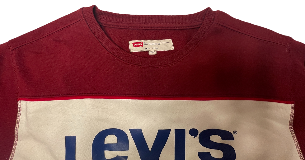 Thumbnail: Levi’s Burgundy, Navy & White Color Block Logo Crewneck Sweatshirt - Men’s L, photo 3