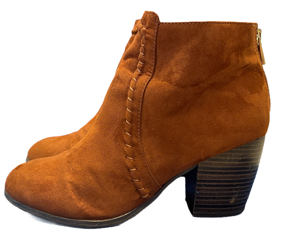 Thumbnail: Qupid Brown Suede Whipstitch Ankle Boots - Women’s 10, photo 2