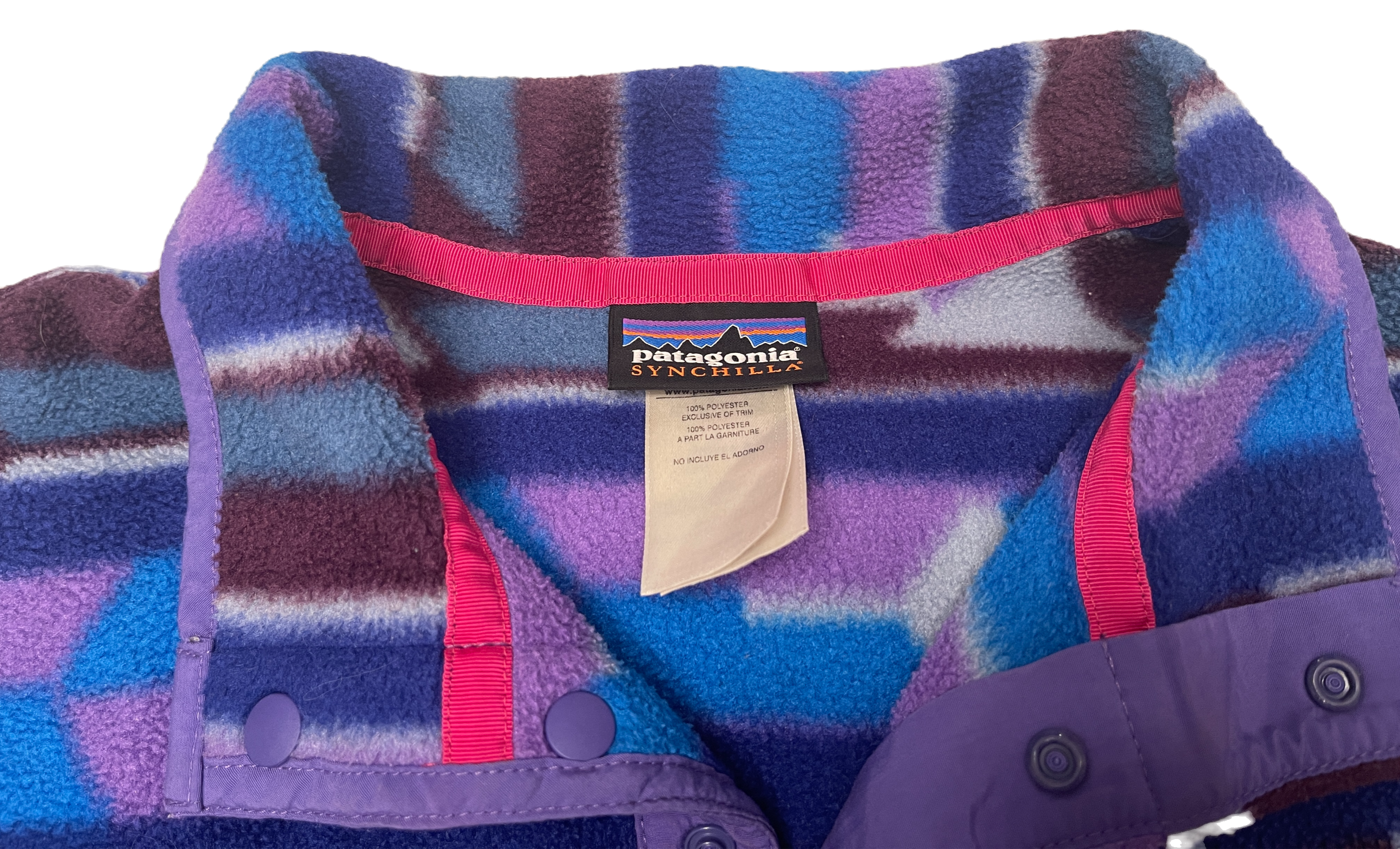 Patagonia Synchilla Snap-T Purple & Blue Geometric Fleece Pullover - Women’s L, photo 4