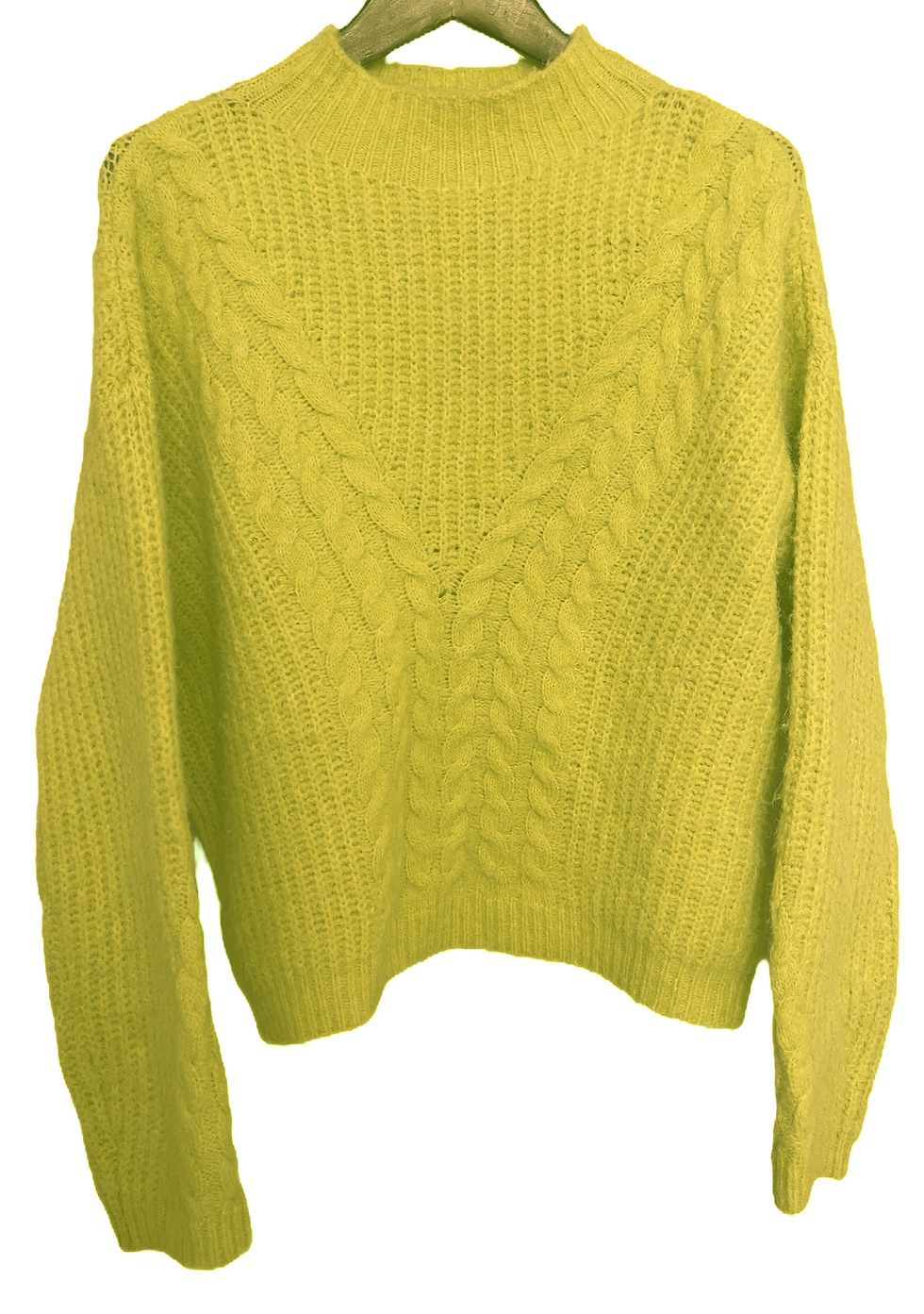 Universal Thread Neon Yellow Cable Knit Mock Neck Sweater - Women’s XXL