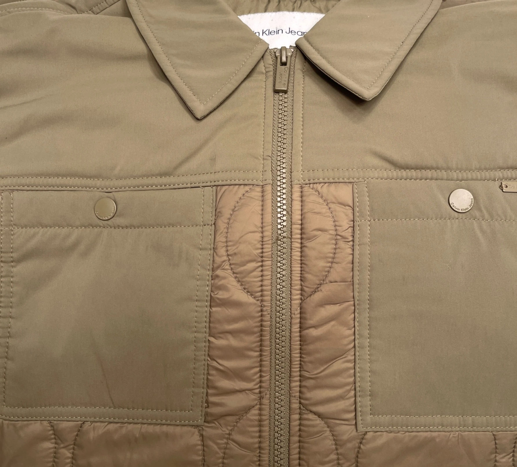 Calvin Klein Jeans Olive Quilted Zip Shirt Jacket - Men’s L