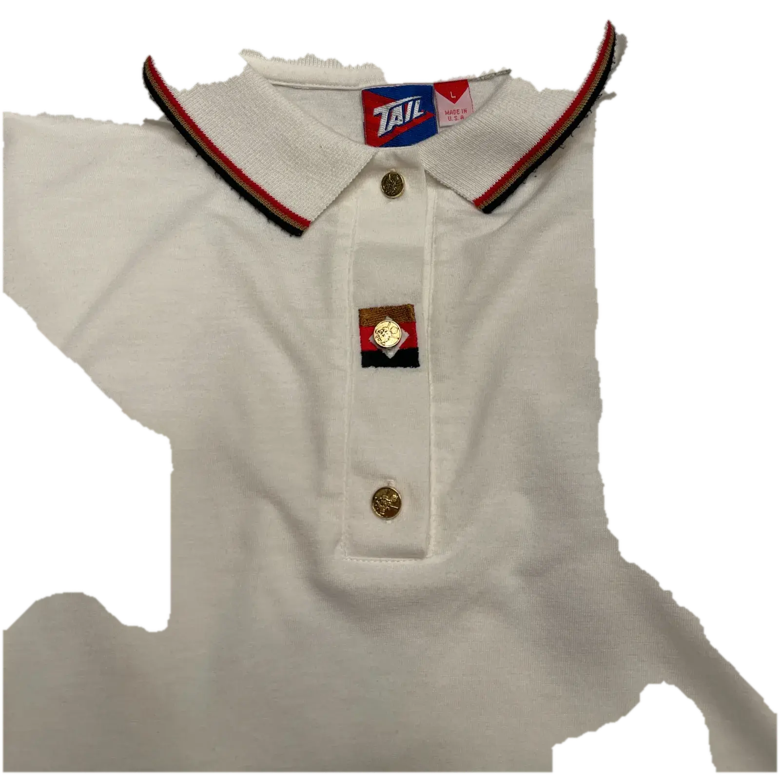 Tail Off-White Tipped Polo with Gold Buttons - Men’s L