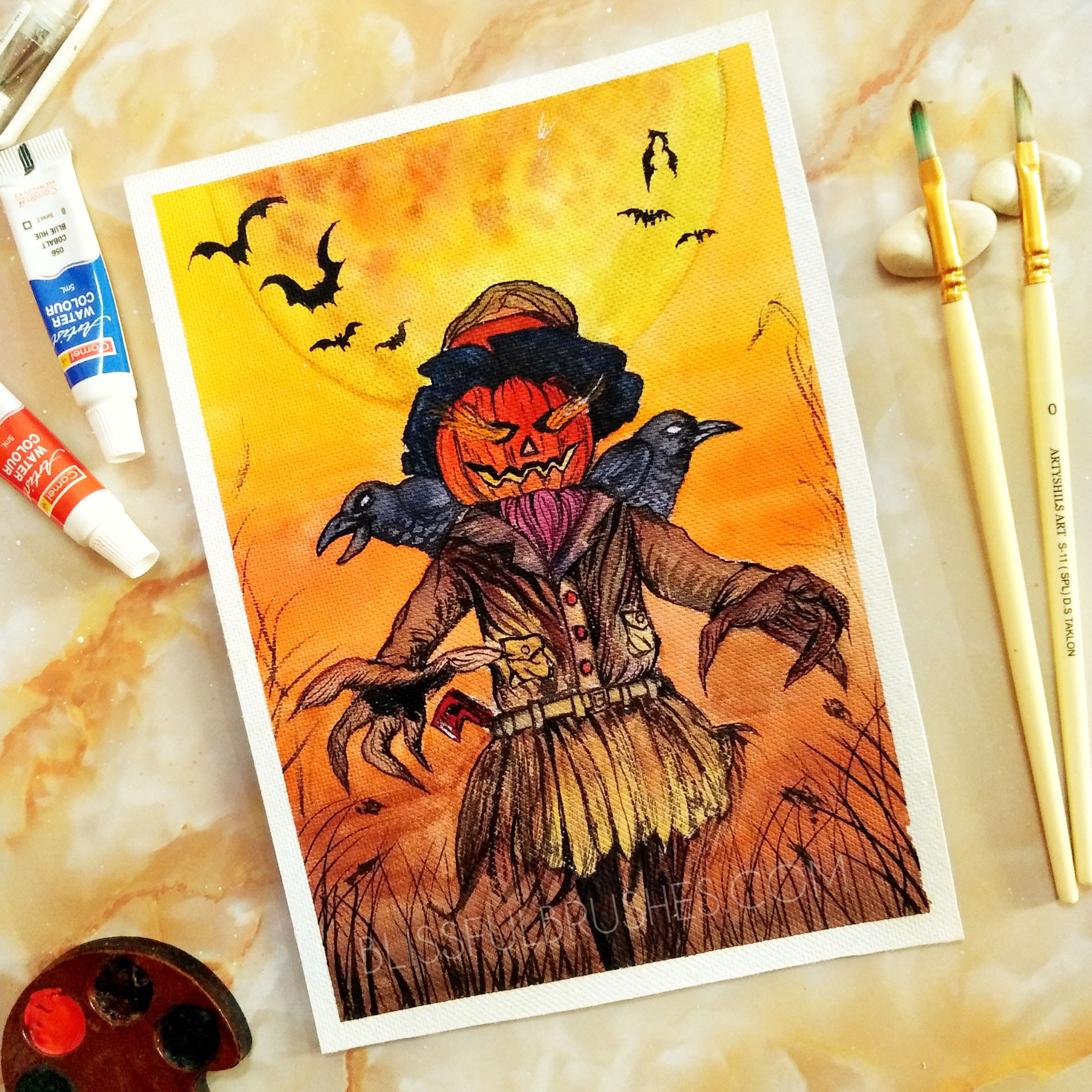 डरावना बिजूका! - विधी जैन द्वारा मूल पेंटिंग