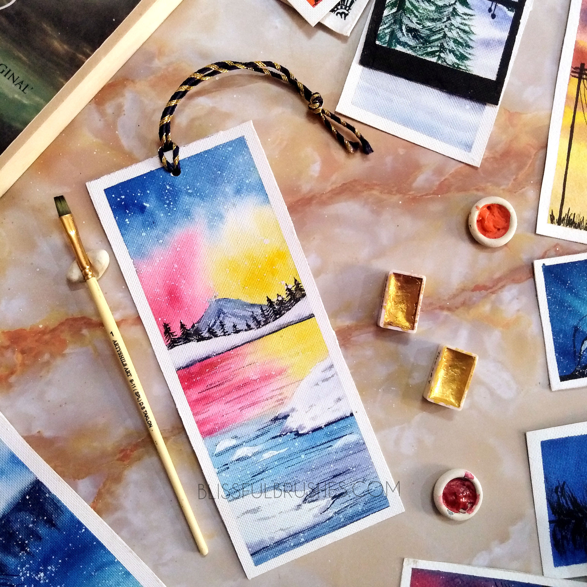 Winter landscape bookmark