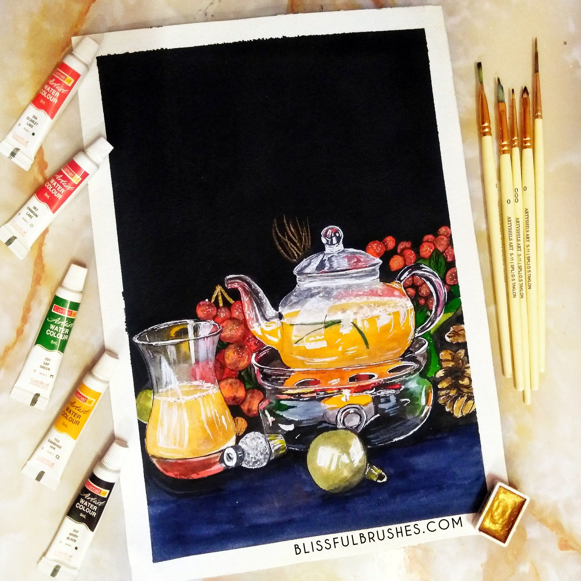 शीतकालीन गर्म पेय- विधी जैन द्वारा मूल पेंटिंग