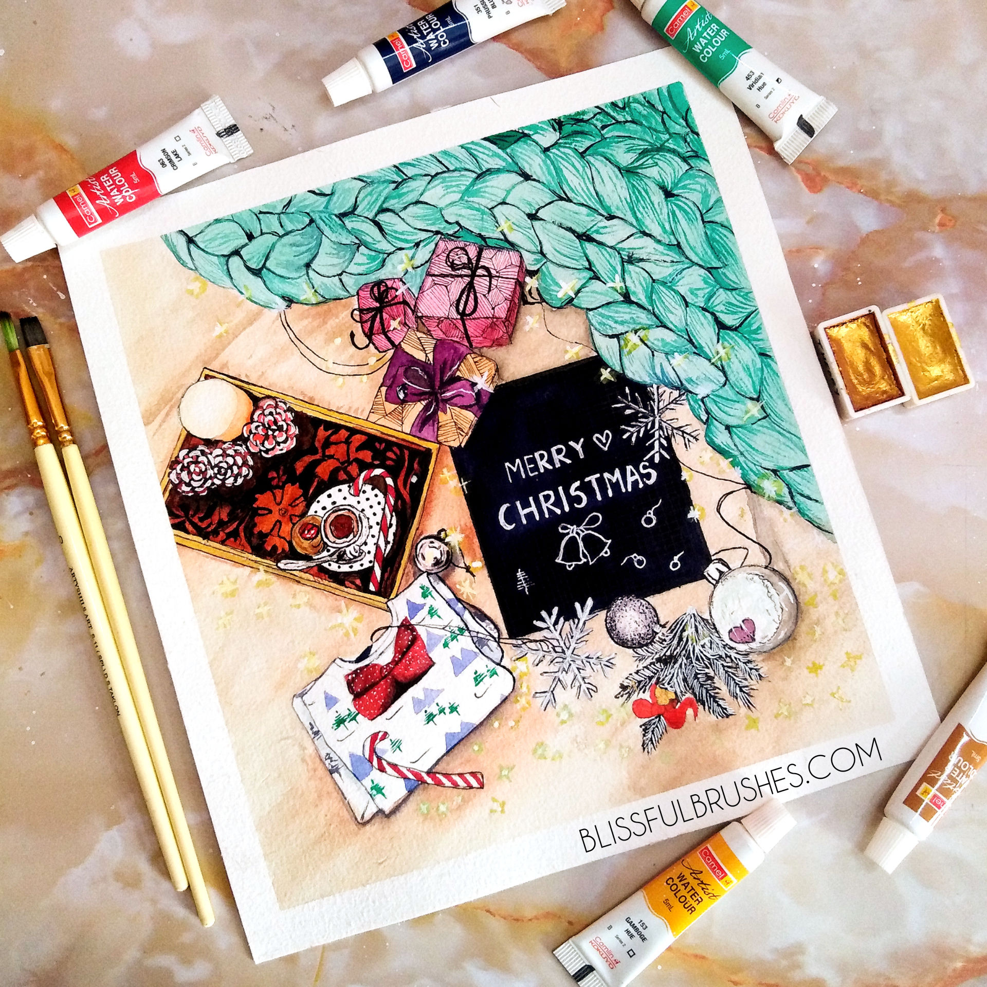 मेरी क्रिसमस - विधी जैन द्वारा मूल पेंटिंग