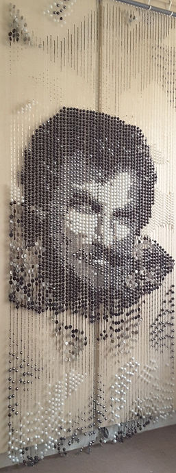 Magnum PI - Tom Selleck, monocrome bead portrait curtain 36x90"