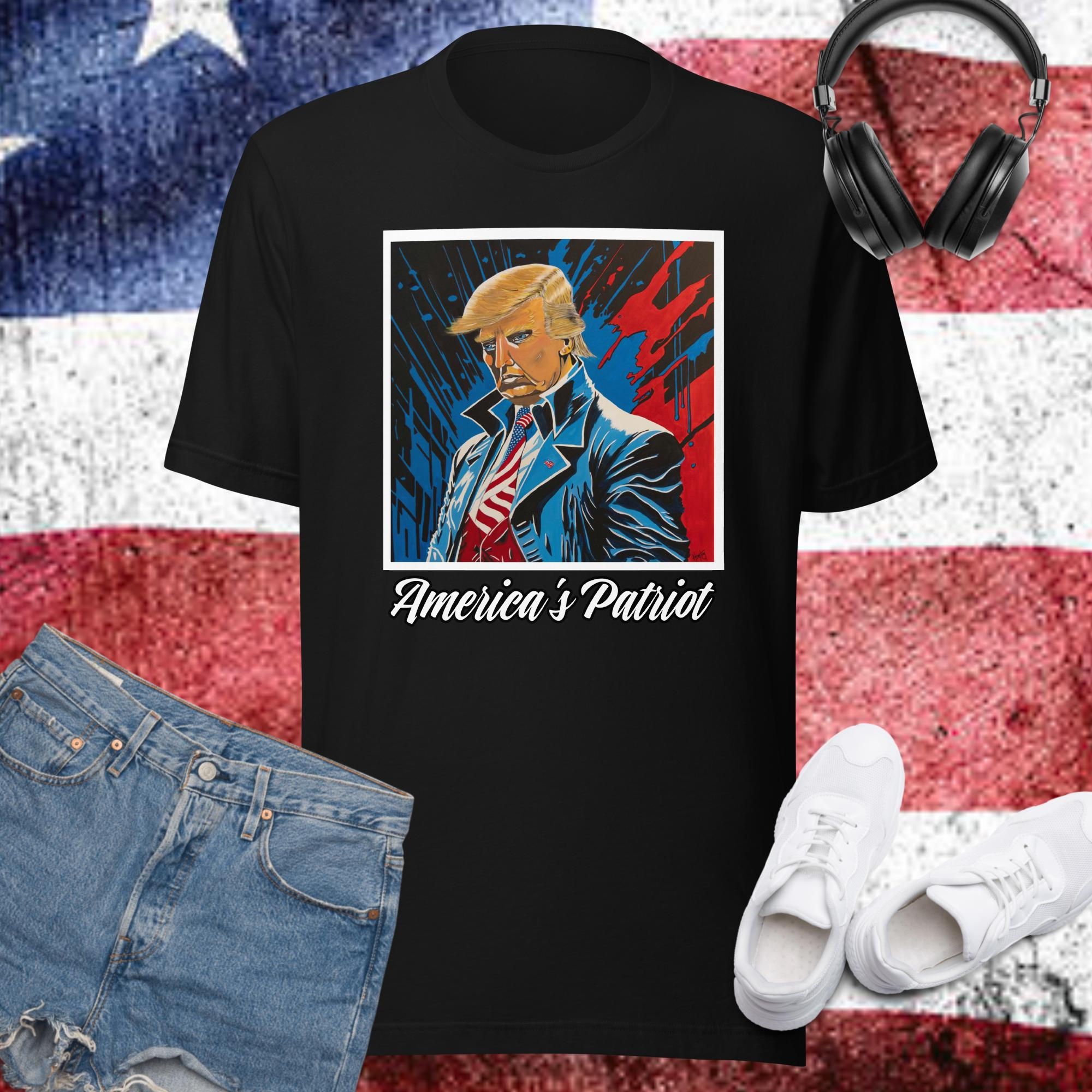 Unisex t-shirt of "America's Patriot" the original painting of President Trump