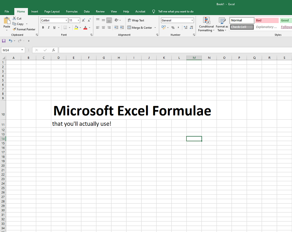 Useful Formulae for Excel Spreadsheets