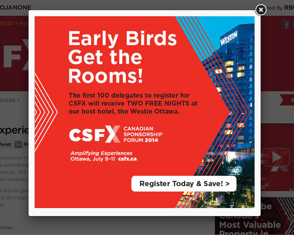 CSFX Early Bird Pop-up Ad
