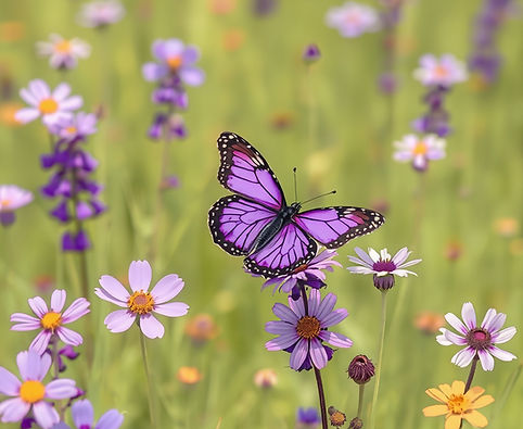purple butterfly in a field of flowers.jpg