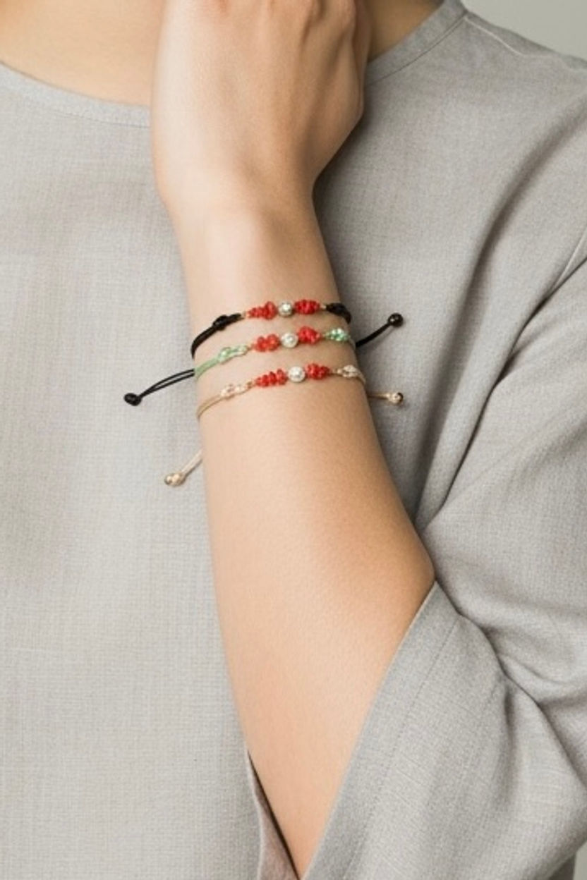 Miniature : Bracelet reglable Corse - corail et œil de shiva