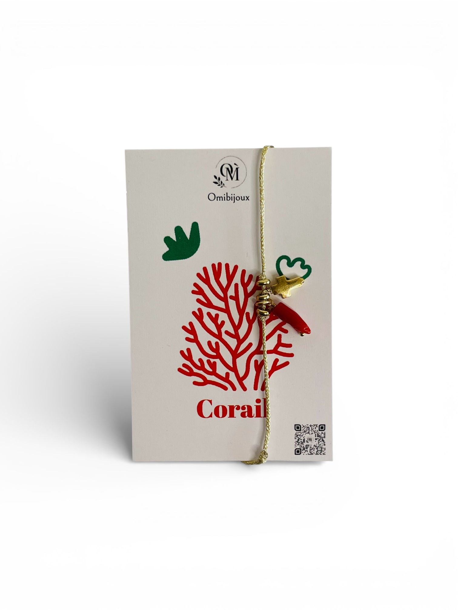 Bracelet cordon réglable - Amulettes corail