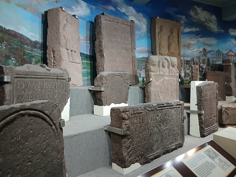 A collection of Roman gravestones at Chester's Grosvenor Museum