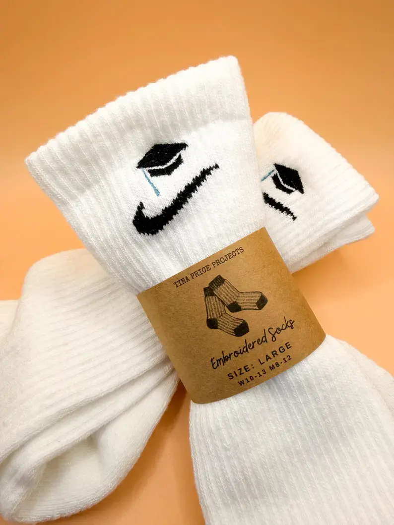 Graduation Cap Design - Custom Embroidered Dri-Fit Nike Socks
