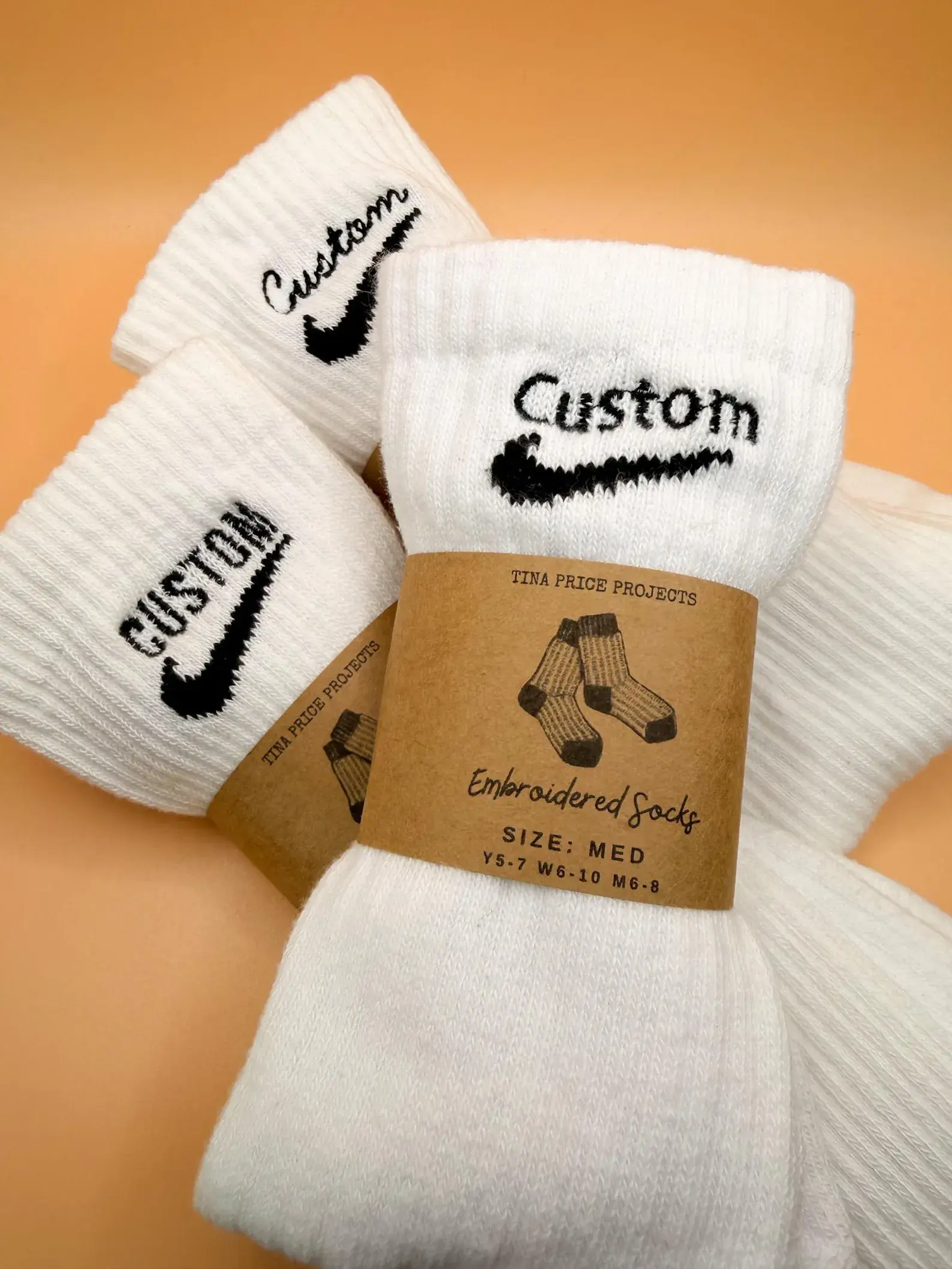 Text Embroidered Dri-Fit Nike Socks