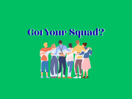 a group of people with their hands on eachother's shoulders