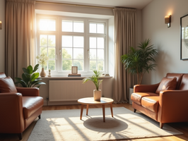 Two couches in a therapy room invite a conversation.