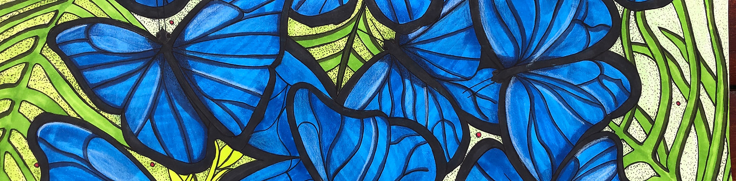 ILUSTRACION LA MARIPOSA AZUL POR VALERIA VALERI BOADA