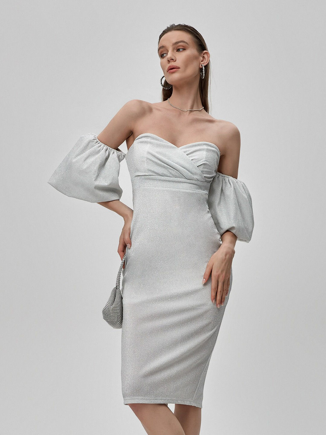 Silver-Toned Bling & Sparkly Empire Dress