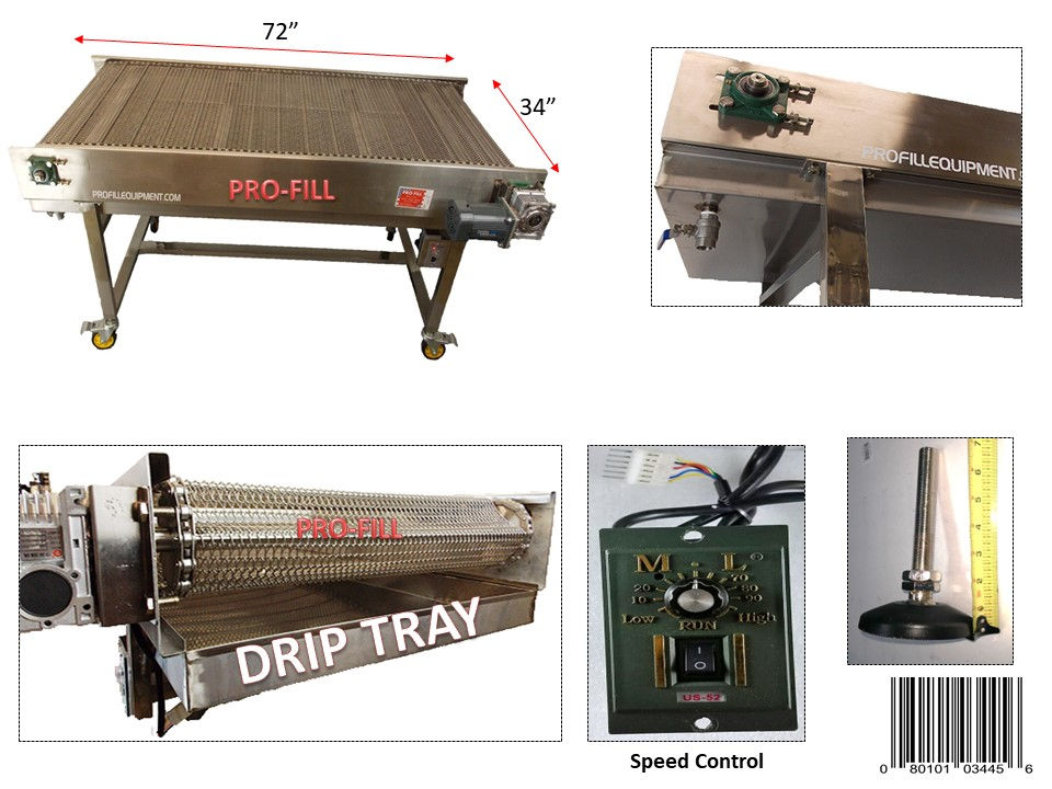 Miniatura: Transportador de malla de acero inoxidable de grado alimenticio 72x24