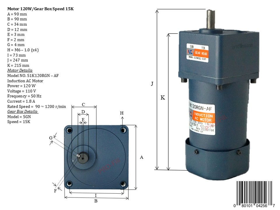 Miniatura: Motor 120W / Gear Box Speed
