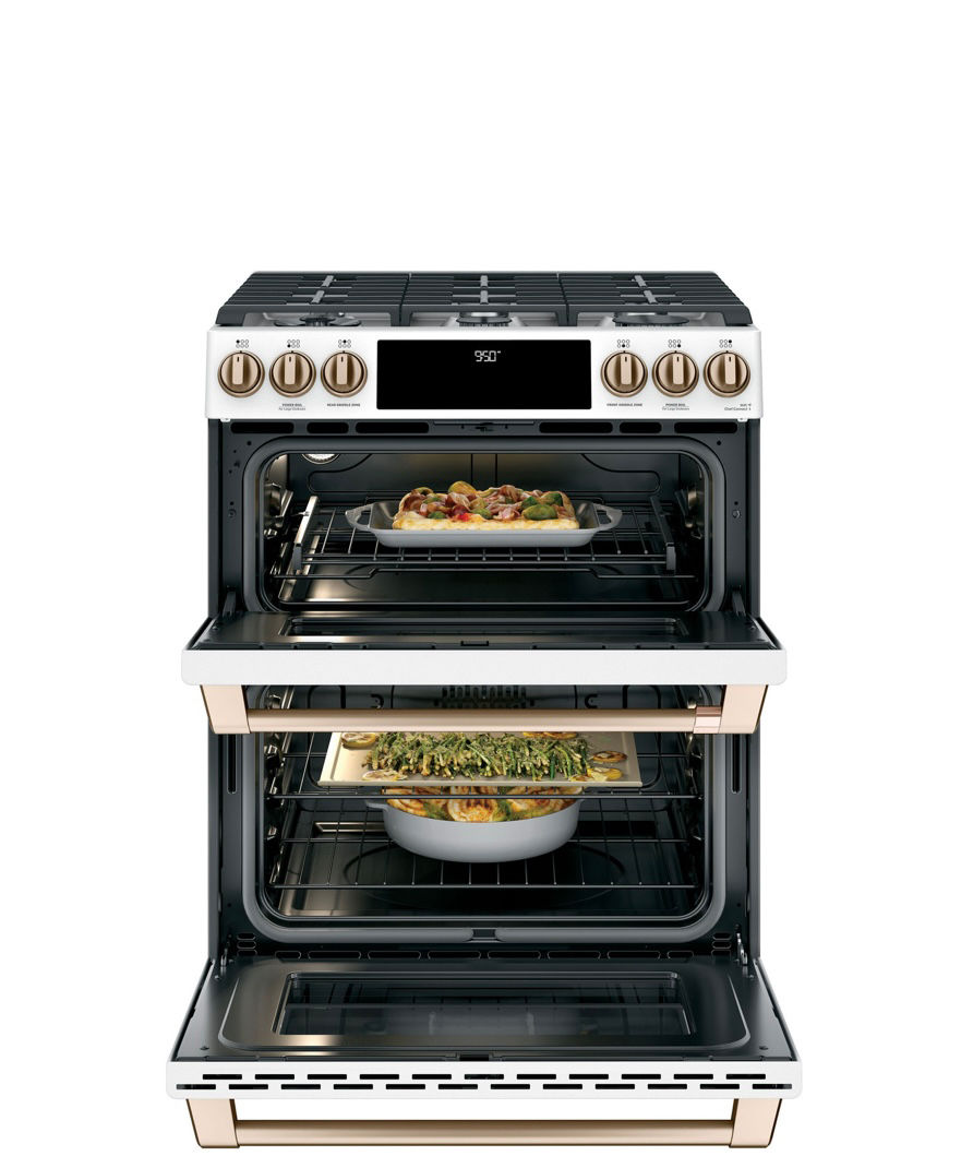 Thumbnail: CAFÉ™ 30" Smart Slide-In, Front-Control, Dual-Fuel, Double-Oven Range with Conve