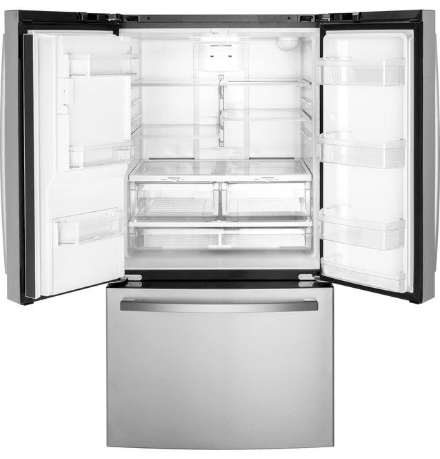 Thumbnail: GE 20.6 cu. ft. Counter Depth French Door Refrigerator in Fingerprint Resistant