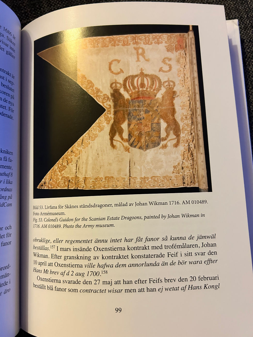 Thumbnail: Fanor och standar vid de tillfälliga reg under stora nordiska kriget 1700-1721