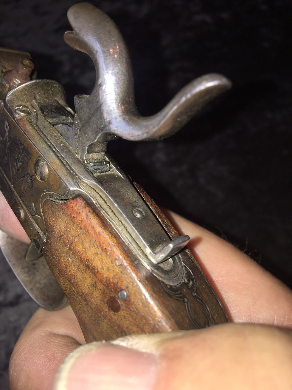 Thumbnail: Probably Belgian boxlock pistol with bayonet