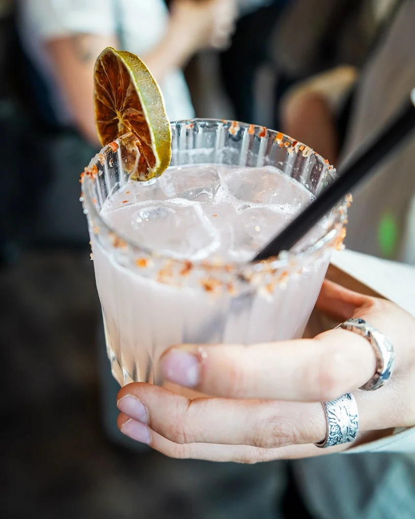 Cocktail served at Photobook Cafe in Shoreditch, a Berlin-style photography café and creative hub in London.
