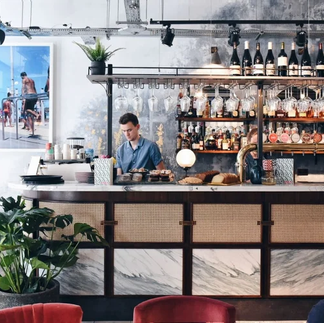 Bar area at Scarlett Green London serving drinks for bottomless brunch guests