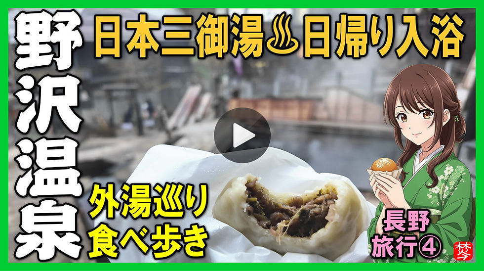 Youtube登録|【野沢温泉・日帰り観光】野沢温泉の観光地巡りと外湯を日帰り入浴して外湯温泉レビュー