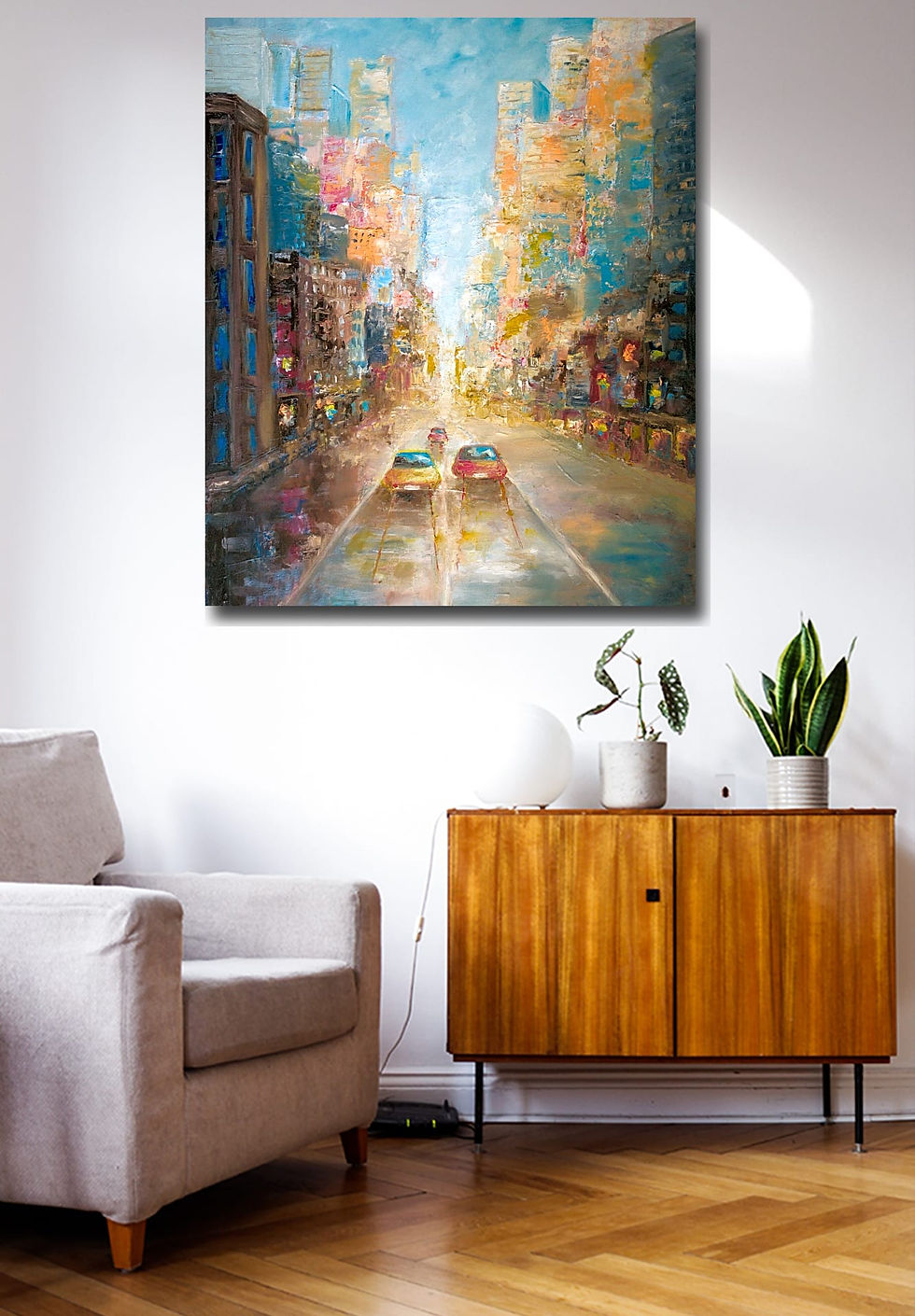 Thumbnail: Lights wall art print | City crowd canvas picture