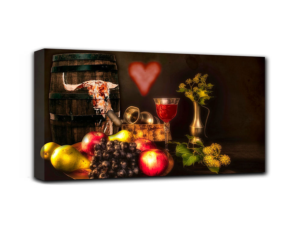 Thumbnail: Wine Still Lifes wall art print | Wine Glass Barrel canvas picture