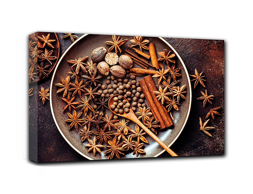 Thumbnail: Brown spices wall art print | Cinnamon canvas picture