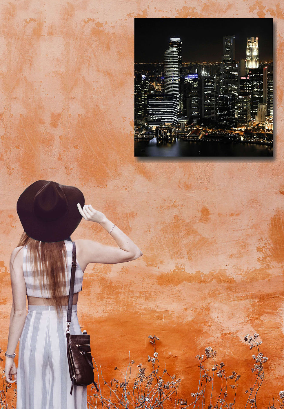 Thumbnail: Night City wall art print | Midnight canvas picture