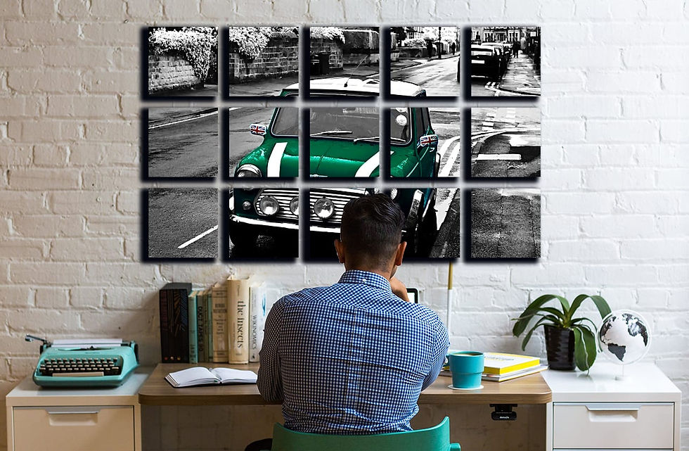 Thumbnail: Austin Mini Cooper wall art print | Retro Car canvas picture