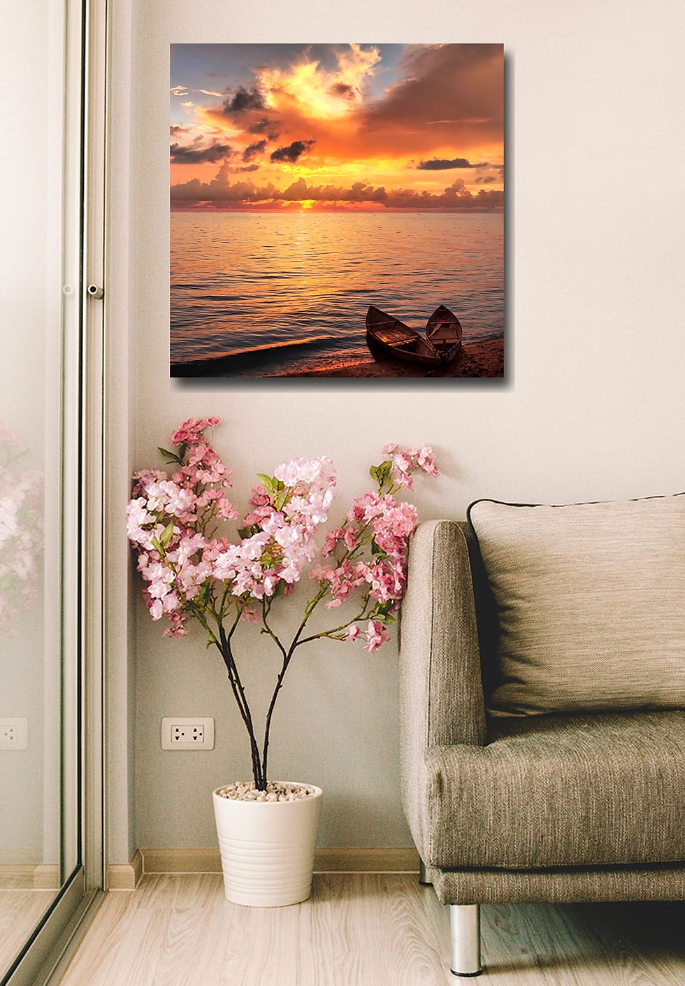 Thumbnail: sunset on the lake wall art print | relaxation lake canvas picture